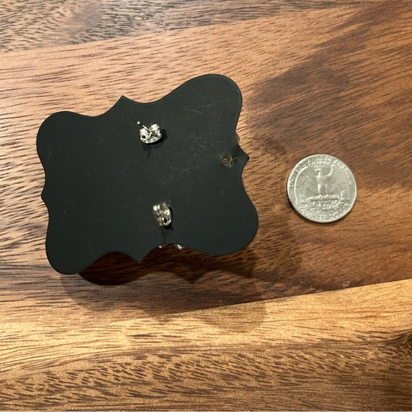 Artisan Green Acrylic Earrings • Sterling Silver Post - Picture 2 of 2